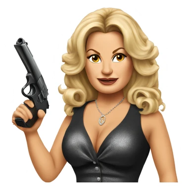 Jennifer Coolidge with the gun sticker