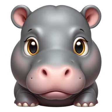 cinematic-cute baby hippo-portrait-emoji,-poised-and-regal,-with-a-massive,-robust-build-and-a-smooth,-sleek-slate-gray-hide,-deep-set-soulful-eyes,-simplified-yet-sharp-and-sophisticated-features,-highly-detailed,-glowing-with-a-soft radiance sticker