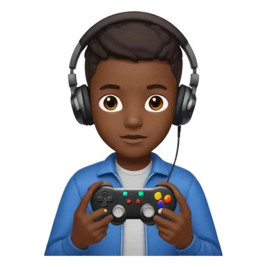 black kid with headphones holding game controller sticker