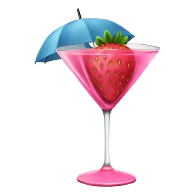 Pink strawberry martini with an umbrella sticker