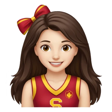 white happy long haired brunette girl in USC cheerleader outfit sticker