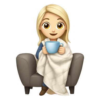 White girl with blanket and cup sticker