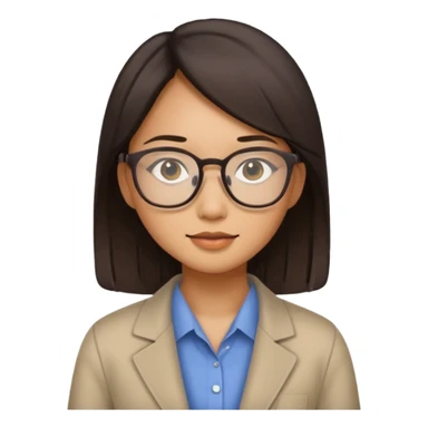 working asian girl, wearing glasses sticker