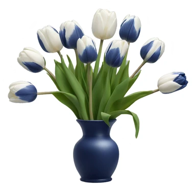 Navy blue tulips in white vase  sticker