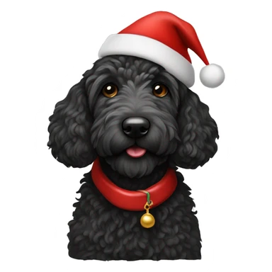 Black Golden Doodle wearing a Santa Claus Hat sticker