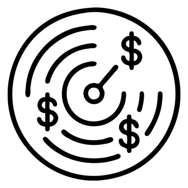 radar with dollar signs, outlined, professional, easy to recognize sticker