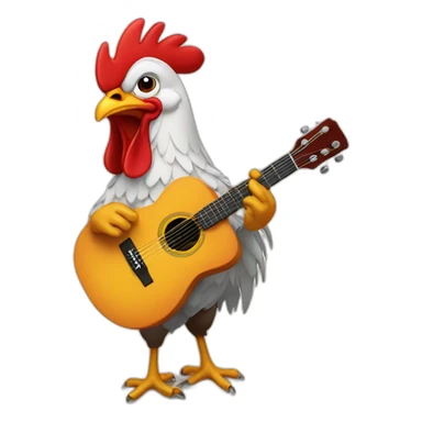 Rooster singing and playing guitar sticker