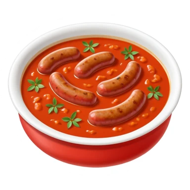 emoji of Rougail saucisse meal. Typical Reunion island meal. Sliced sausage in tomato soup with thym  sticker