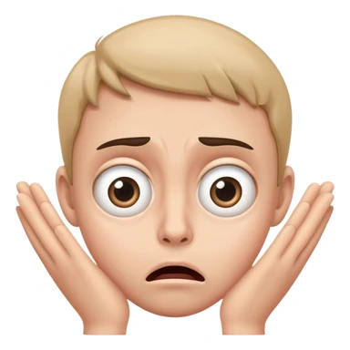 frightened face with wide eyes and hands on cheeks sticker