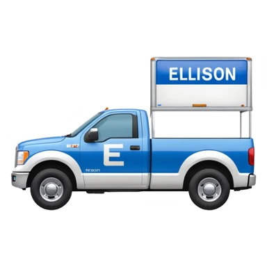 SINGLE WHITE PICKUP TRUCK SIDE VIEW ELLISDON WRITTEN ON SIDE OF TRUCK BLUE LETTERS sticker