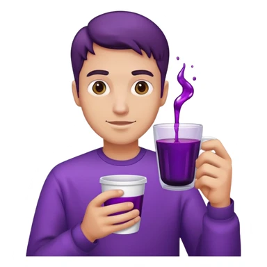 guy holding a cup in a cup with purple liquid sticker