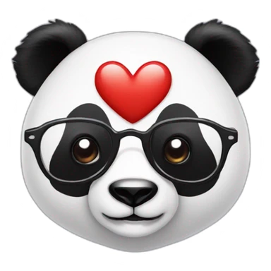 a panda bear with glasses with a heart sticker