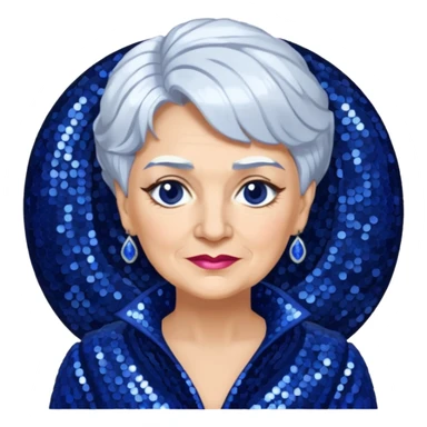 Madame Morrible from The Wizard of Oz with white hair, indigo sequin outfit sticker