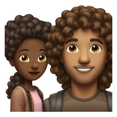 brown skinned girl with long brown wavy hair with light skinned guy with big lips and a short afro   sticker