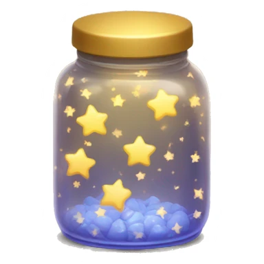 glowing glass jar filled with tiny golden stars sticker
