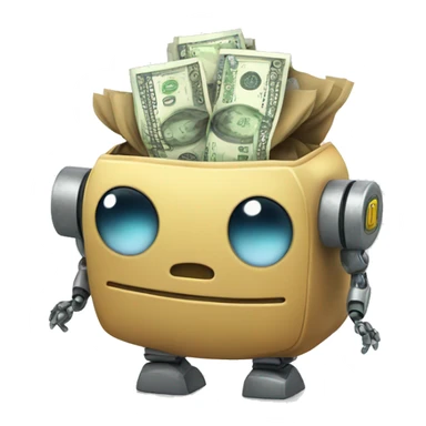 Cute robot with money bags sticker