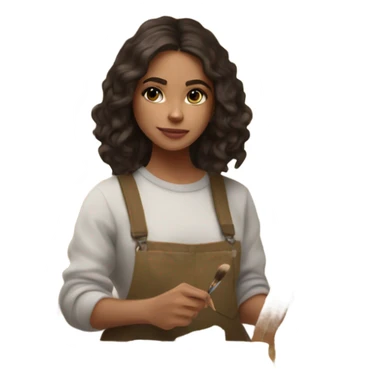 Brunette white girl painting  sticker