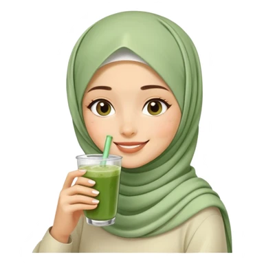 Hijab girl drinking iced matcha sticker
