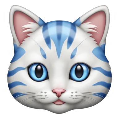 striped cat with blue eyes and white and gray hair sticker