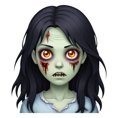 zombie girl with long layered black hair sticker