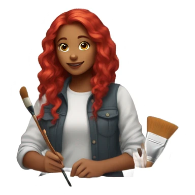 Red head girl artist sticker