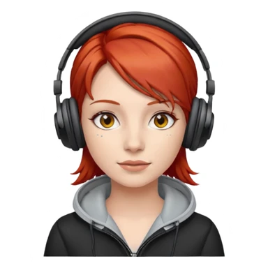 woman red head with headphone sticker
