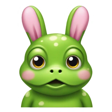 green frog with pink bunny ears sticker