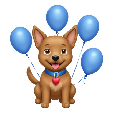 caricatura gorgi gales perrita celebrando feliz con globos y emocion con collar celeste  sticker