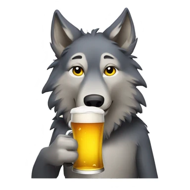Wolf drinking beer sticker