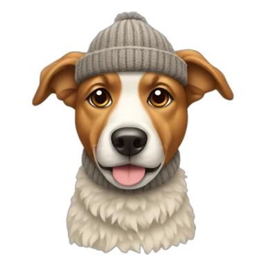Dog with wool hat sticker