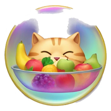 Fat Cat eating a iridescent fruit tray sticker