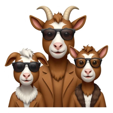 3 goats two female one tall male posing with sunglasses on  sticker