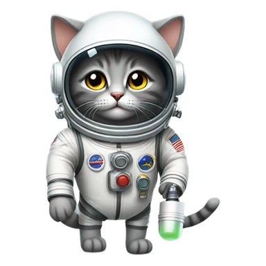 Grey Kitty astronaut in a spacesuit sticker