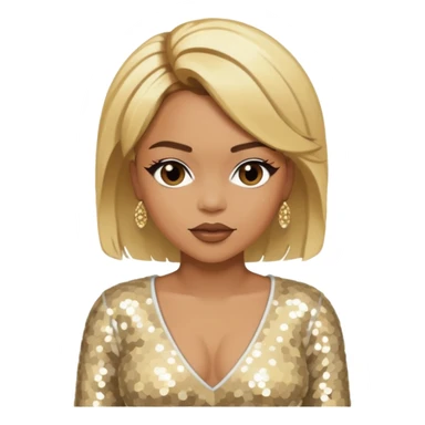 T-Boz from TLC with blonde hair, ivory sequin outfit sticker
