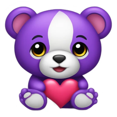Un osito de peluche sosteniendo un corazón morado sticker