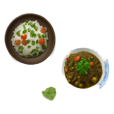 Ghormeh sabzi stew with rice and shirazi salad next to it sticker