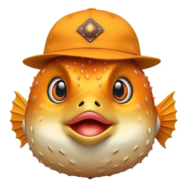 All Orange Blowfish facing forward With an Arizona State Hat sticker
