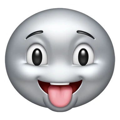 silver winking emoji with tongue out sticker