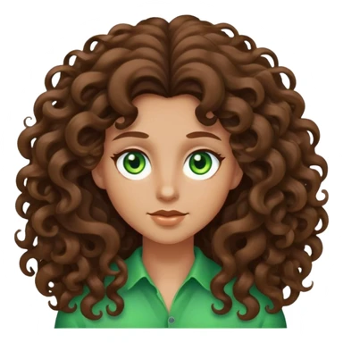 Character with extremely long massive voluminous curly brown hair and bright green eyes sticker