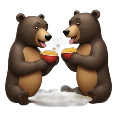 two bears eating food sticker