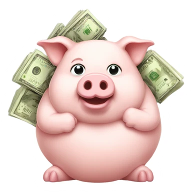Fat pig holding money sticker