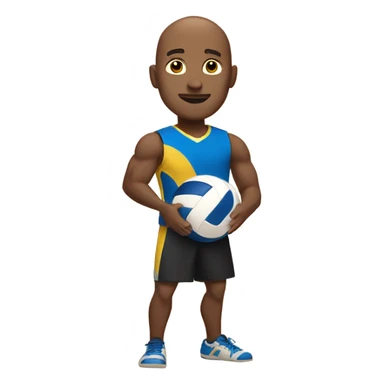 Bald brown skin guy playing volleyball  sticker