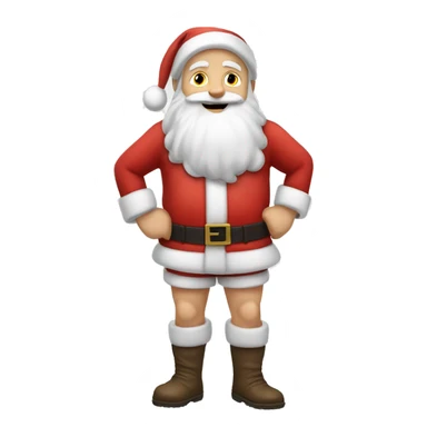 Caucasian Santa in short shorts on skies.  sticker