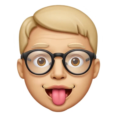 face sticking out tongue with glasses sticker