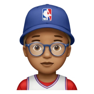 hat and glasses child with nba jersey sticker