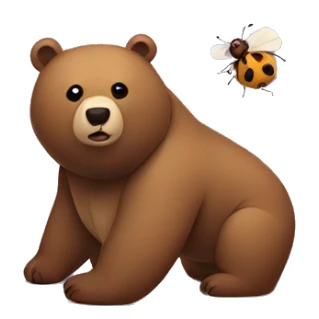 Big bear and tiny cute bug in love sticker