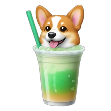 Corgi drink bubble tea sticker