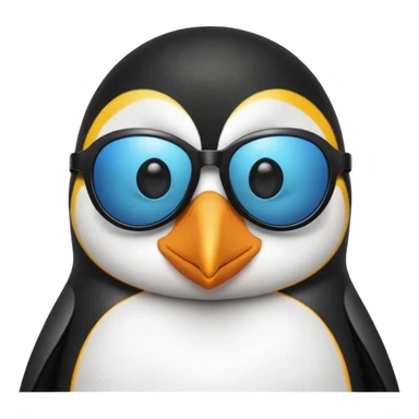 Penguin wearing sunglasses with kissy face sticker