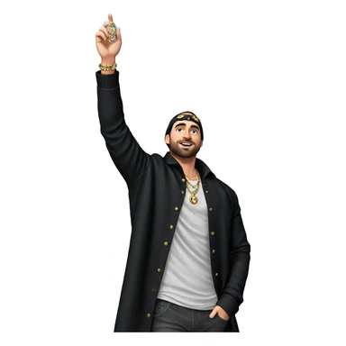 male figure on beach with jewelry sticker