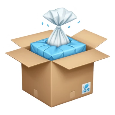 Generate a realistic emoji-style icon of the an open package which is empty and air is coming out of it. Out of the package air is coming out of it and the package is empty from the inside sticker